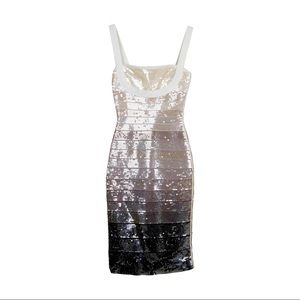 Herve Leger Gray and Silver Ombré Sequin Dress